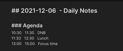 Daily Agenda